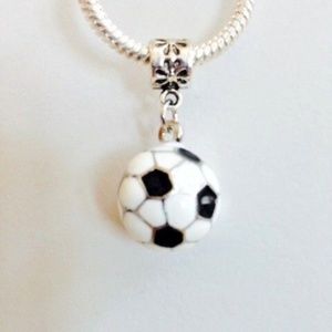 “SOCCER BALL”  Dangling Charm Bead For European Style Charm Bracelets